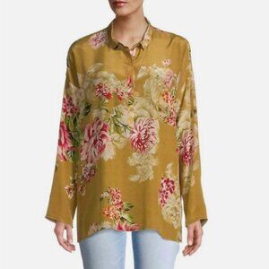 Johnny Was Mara Silk Floral Print Popover Tunic Size Large